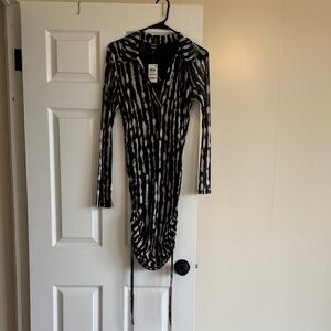 Stylish Black and White Patterned Dress